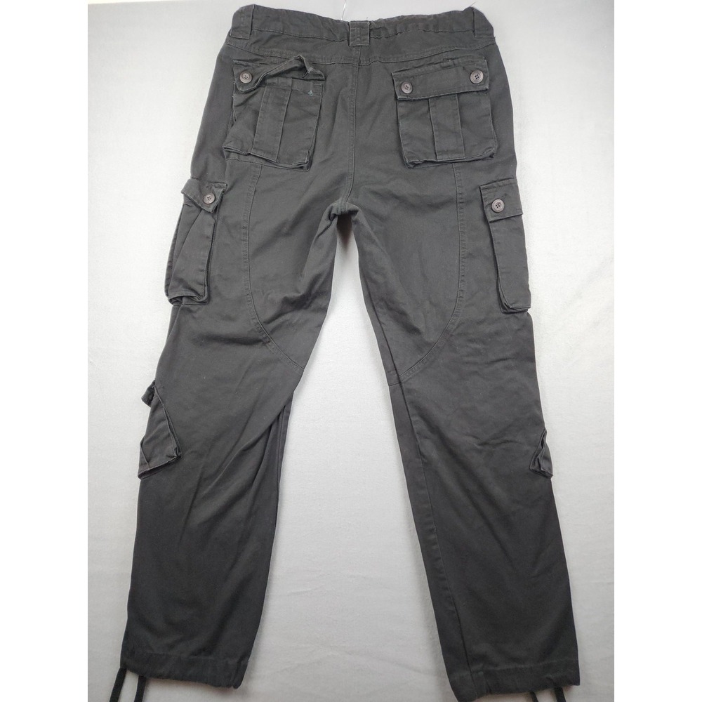 Matchstick Pants Mens 35x32 Black Cargo Canvas Workwear Utility Drawstring READ - Picture 8 of 11